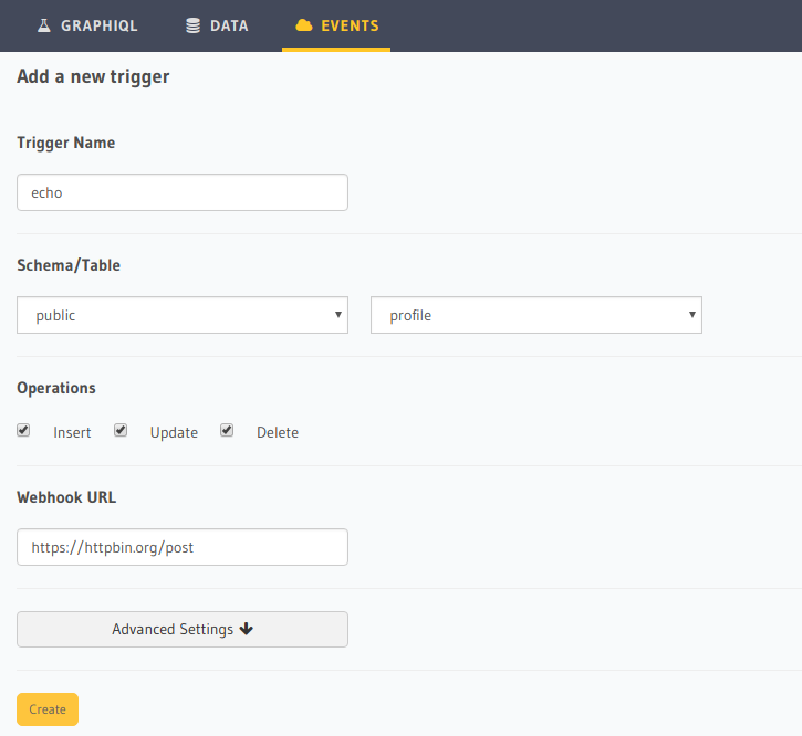 Set up an event trigger