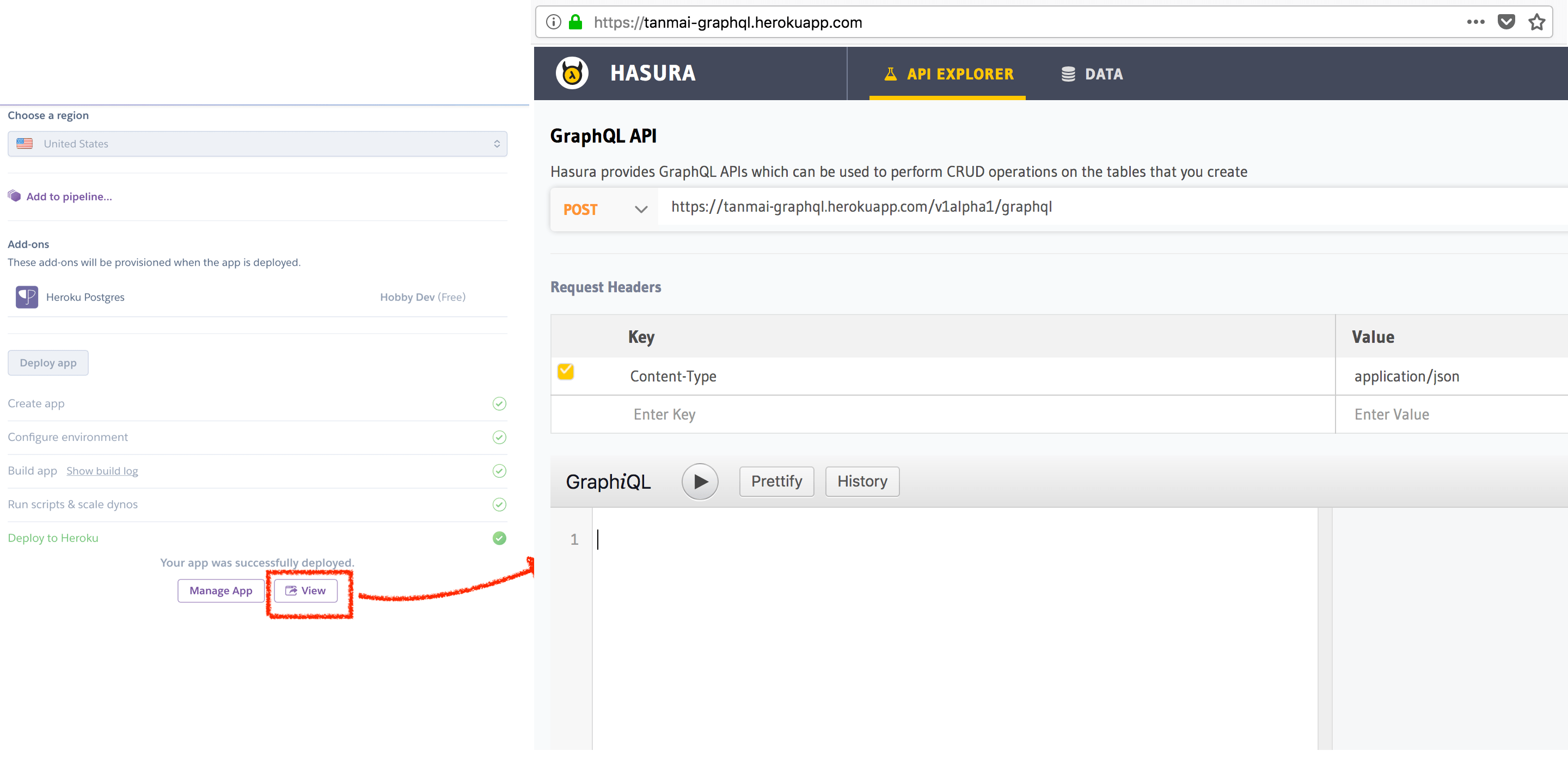 Open the Hasura console
